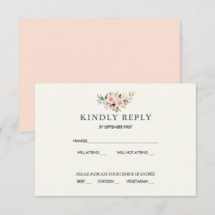 Blush Floral Wedding RSVP Card - Cream