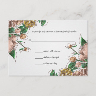 Blush Floral Wedding RSVP Response Card