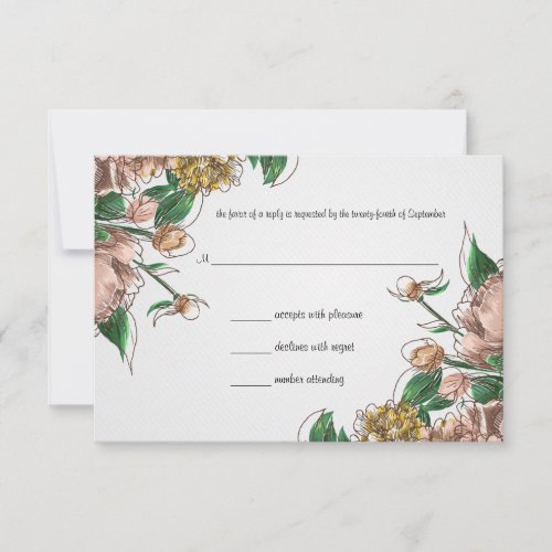 Blush Floral Wedding RSVP Response Card