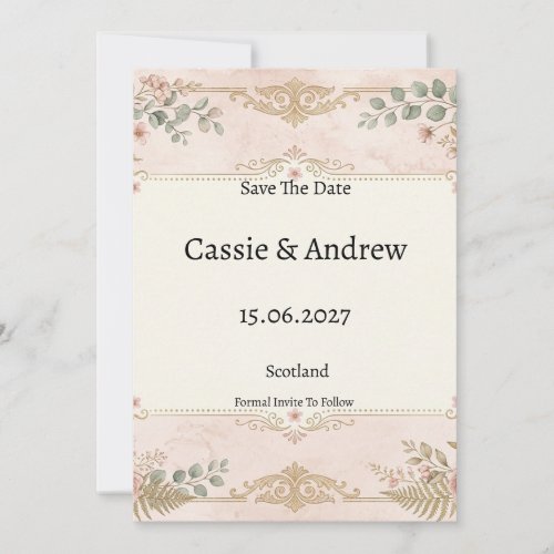 Blush Floral Wedding Save The Date