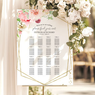 Blush Floral Wedding Seating Chart Foam Board Sign