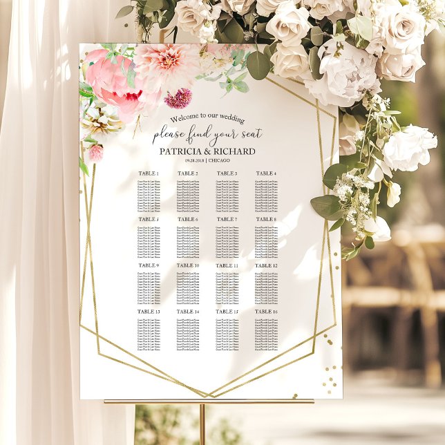 Blush Floral Wedding Seating Chart Foam Board Sign (Creator Uploaded)