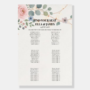 Blush Floral Wedding Seating Chart Sign