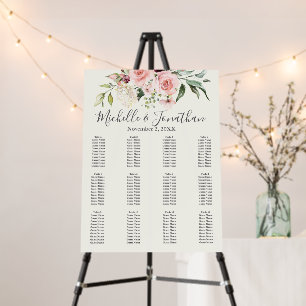 Blush Floral Wedding Seating Chart – Table Plan Foam Board