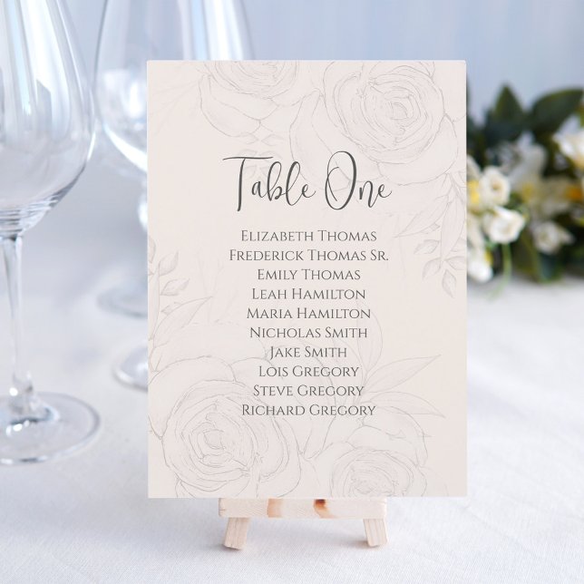 Blush Floral Wedding Table Number (This template is editable, so you can change and rearrange the text styles, and sizes. )