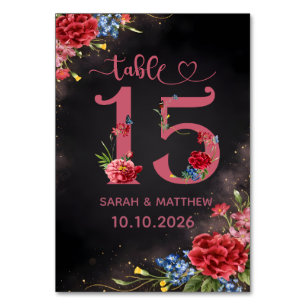 Blush Floral Wedding Table Number 15 Card