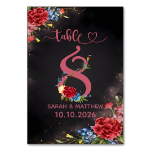 Blush Floral Wedding Table Number 8 Card