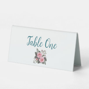 Blush Floral Wedding Table Numbers Tent
