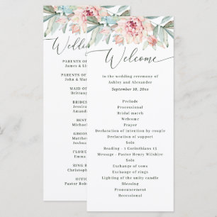 Blush Floral Wedding. Watercolor Elegant Botanical Program