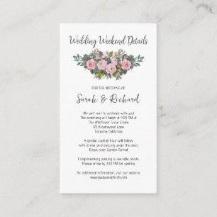 Blush Floral Wedding Weekend Details Enclosure Card