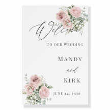 Blush Floral Wedding Welcome Sign | Romantic Pink 