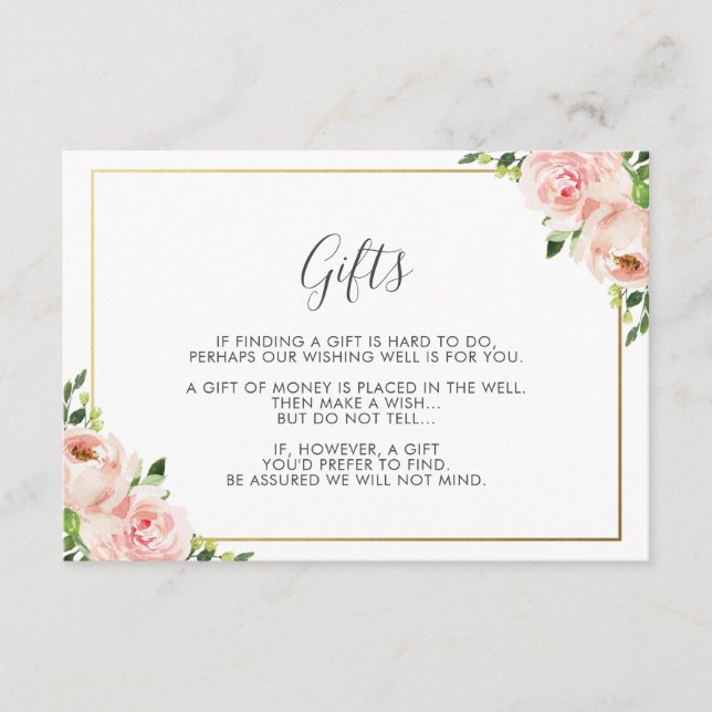 Blush Floral Wedding Wishing Well Enclosure Card (Front)