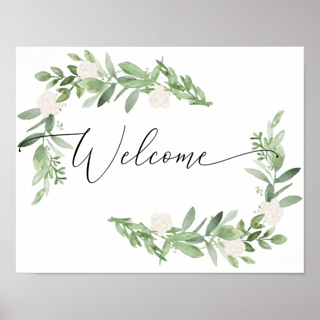 blush Floral Welcome Sign - wedding shower (Front)