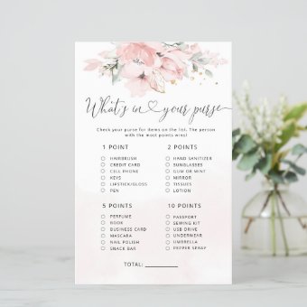 Blush floral what's in your purse game | Zazzle