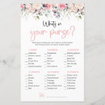 Blush Floral | What's In Your Purse Game Card<br><div class="desc">Enjoy your bridal shower or bachelorette party with this customizable game card!</div>