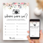 Blush Floral Where Were We Bridal Shower Game Card<br><div class="desc">The Blush Floral "Where Were We" Bridal Shower Game Card offers customizable fun with its floral design featuring blush pink roses. Perfect for wedding showers,  guests can reminisce and guess where various events occurred,  adding an interactive element to the celebration.</div>