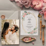 Blush Floral White Simple Photo Wedding Invitation