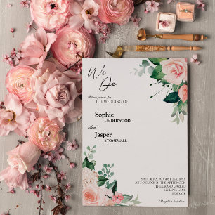 Blush Floral White We Do Wedding Invitation