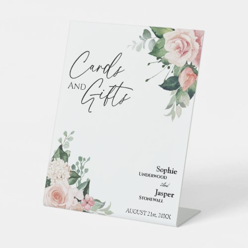 Blush Floral White Wedding Cards and Gifts Sign