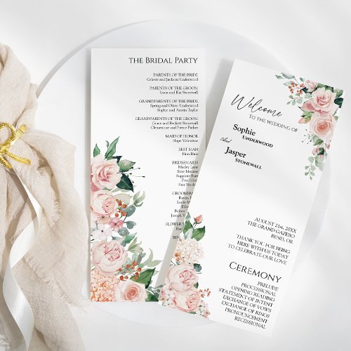 Blush Floral White Wedding Flat Program