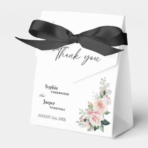 Blush Floral White Wedding Thank You Favor Box