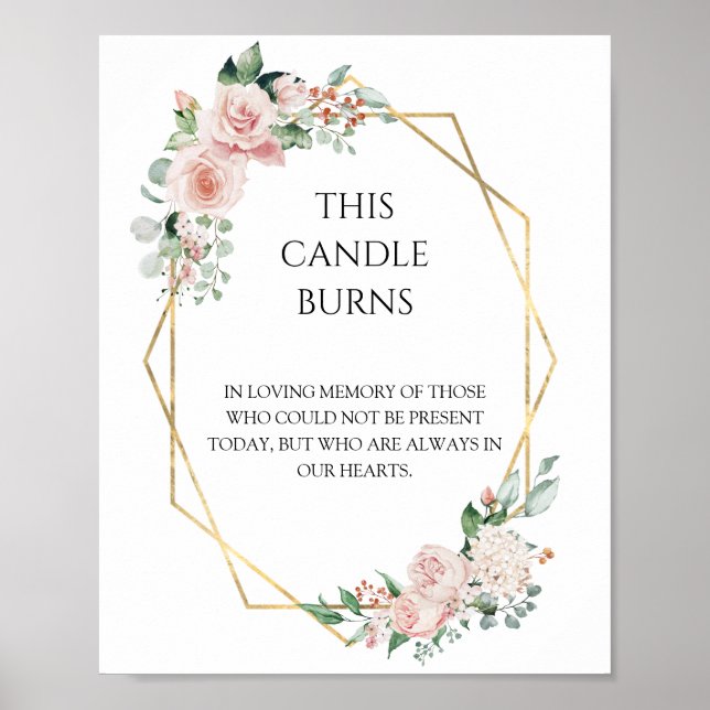 Blush Floral White Wedding This Candle Burns Poster (Front)