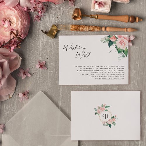 Blush Floral White Wedding Wishing Well Enclosure Card