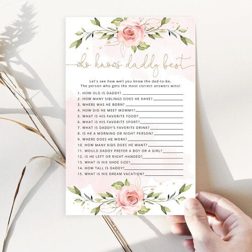 Blush floral Who knows daddy best baby shower game