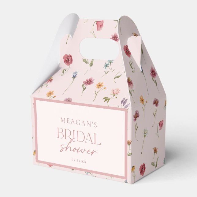 Blush Floral Wildflower Bridal Shower Gift Favor B Boxes (Front Side)