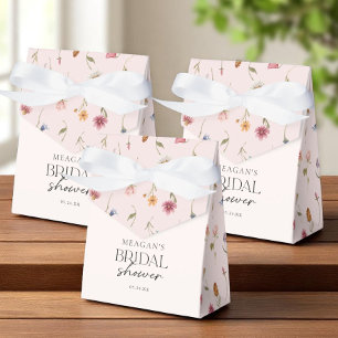 Blush Floral Wildflower Bridal Shower Gift Favor Boxes
