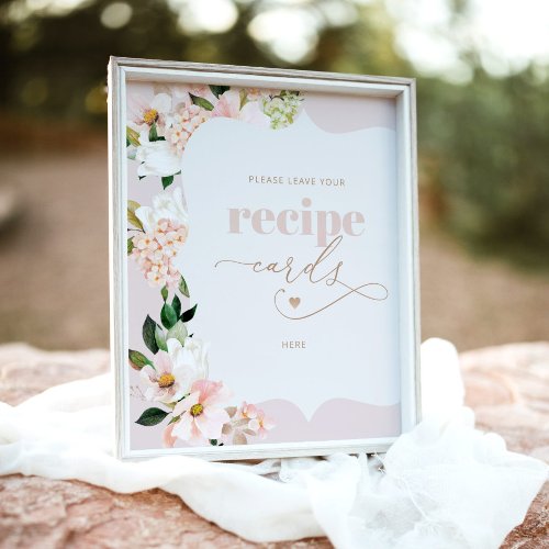 Blush floral wildflower leave your recipe card poster
