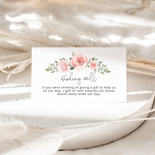 Blush floral wishing well bridal shower enclosure card