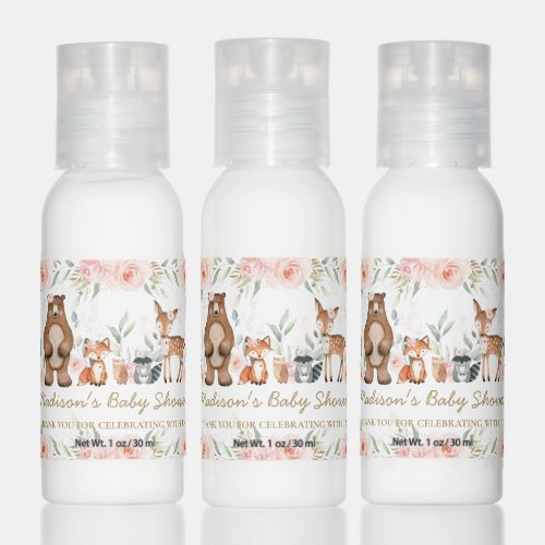 Blush Floral Woodland Baby Shower Birthday Favor  Hand Lotion