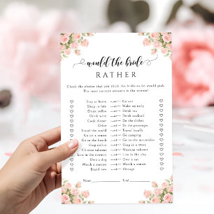Blush Floral Would She Rather Bridal Shower Game