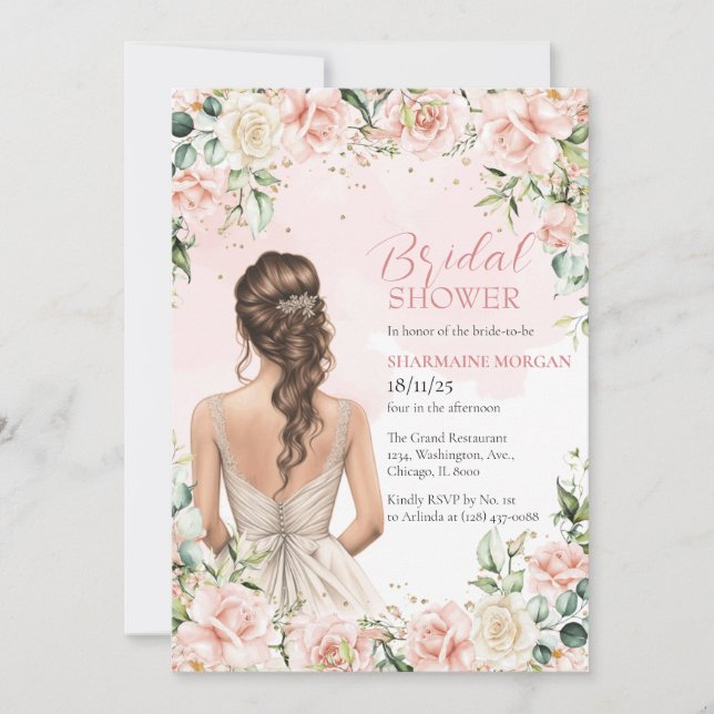 Blush Floral Wreath Bridal Shower Invitation  (Front)