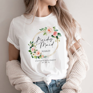 Blush Floral Wreath Bridesmaid personalized T-Shirt