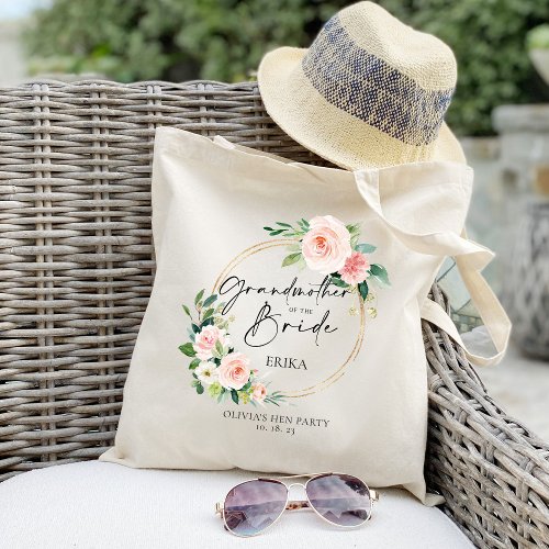 Blush Floral Wreath grandmother of the bride Tote Bag