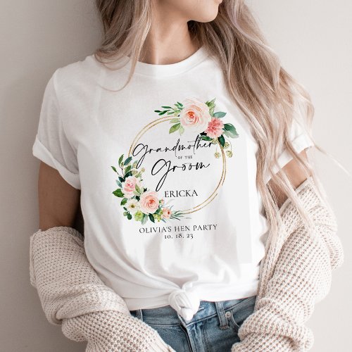 Blush Floral Wreath Grandmother Of The Groom T_Shirt