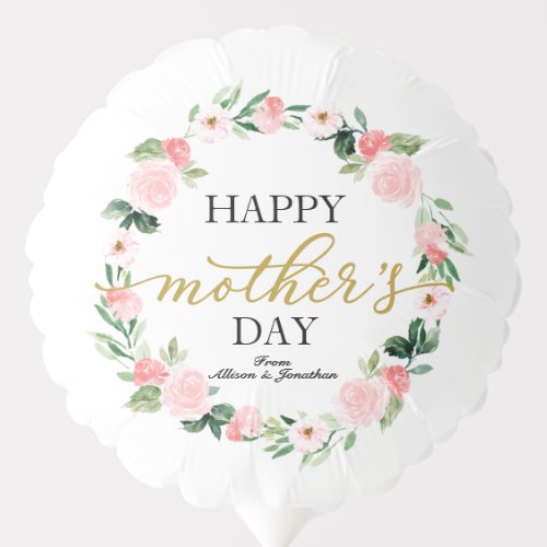 Blush Floral Wreath Happy Mothers Day Balloon