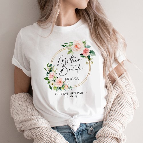 Blush Floral Wreath Mother Of The Bride T_Shirt