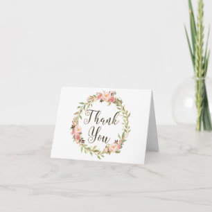 Blush Floral Wreath ONE 1st Birthday Thank You Card