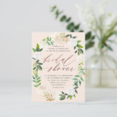 Blush & Floral Wreath Rose Gold Bridal Shower Invitation Postcard (Standing Front)