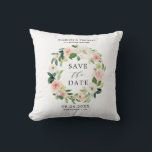 Blush Floral Wreath Save the Date Wedding Pillow<br><div class="desc">Blush Floral Wreath Save the Date Wedding Pillow for Newlyweds</div>