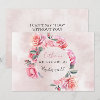 Blush Floral Wreath Will You Be My Bridesmaid Invitation