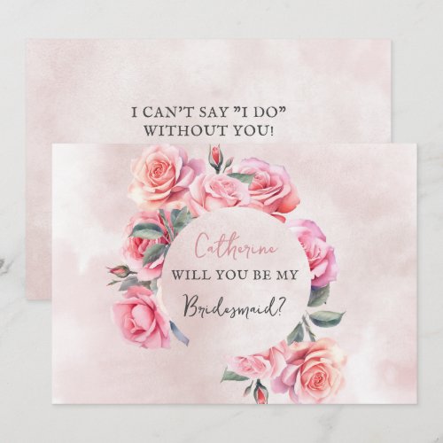 Blush Floral Wreath Will You Be My Bridesmaid