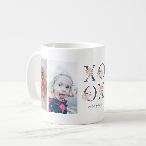 Blush Floral XOXO 4 Photo Collage Coffee Mug