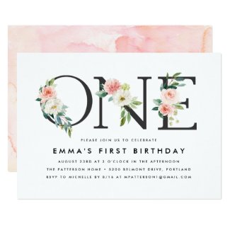 Blush Florals | 1st Birthday Party Invitation