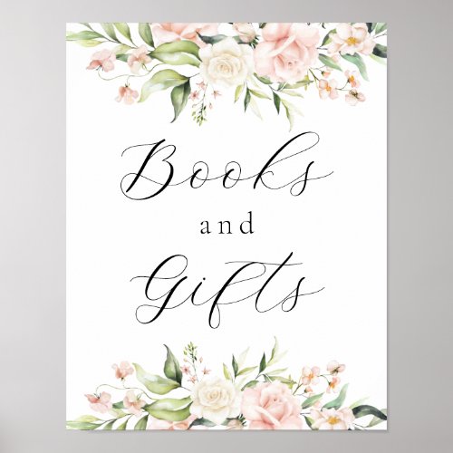 Blush Florals and Greenery Books and Gifts Sign