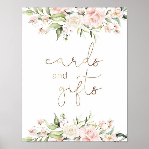Blush Florals and Greenery Cards and Gifts Sign