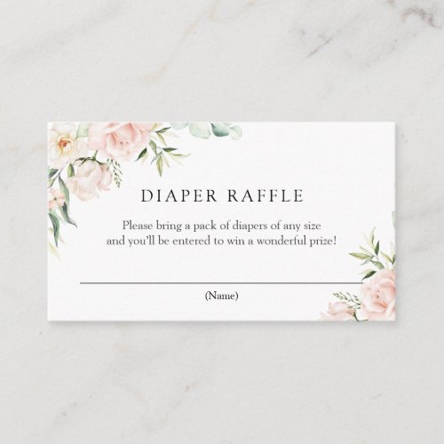 Blush Florals and Greenery Diaper Raffle Enclosure Card